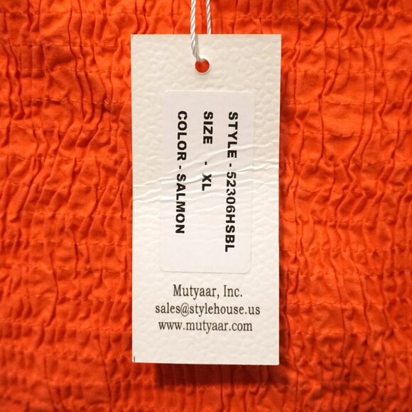 Sim & Sam Salmon Crop Top w/ Balloon Sleeves and Sweetheart Neckline Women’s XL - Picture 4 of 8